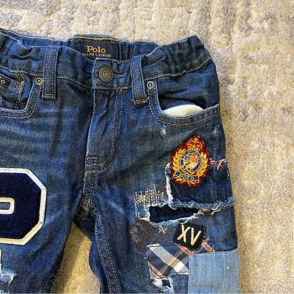 Polo Ralph Lauren Astor Slim Boyfriend 4T Girls Toddler Jeans With Patches - Picture 4 of 15